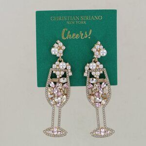 New Christian Siriano Champaqne Glass Earrings